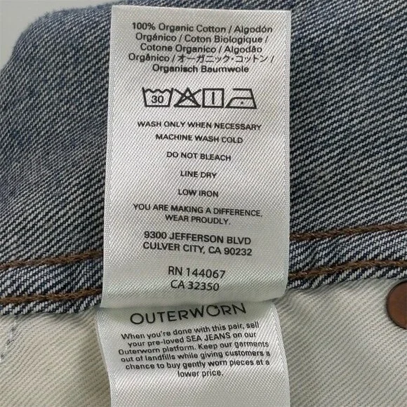 Outerknown SEA Jeans Womens Size 31 The Brook Wide-Leg Cropped High Waisted - Picture 10 of 10